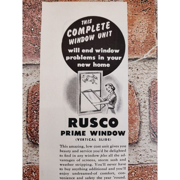 1950 Rustco Prime Window Cleveland Home Improvement Happy Housewife Vtg Print Ad - Picture 1 of 7